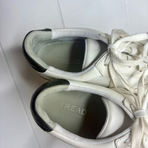 Everlane Court Sneakers White Black Leather Women’s Size 8 Casual Low Top Prep - Picture 4 of 7